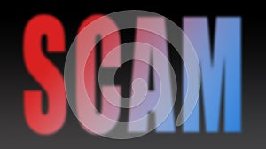 The text is a scam on a dark background with a red and blue set