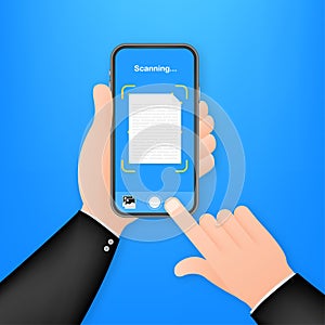 Text scan. Document scanner smartphone interface vector template.