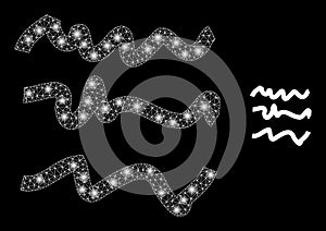 Text Scribbles Icon - Wireframe Mesh with Glare Spots