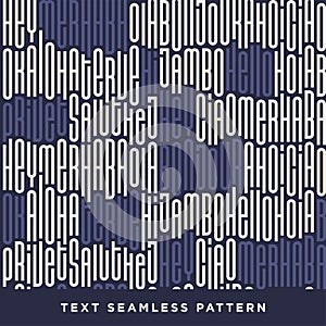 Text seamless pattern with word hello in different languages. Fr