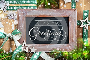 Text Seasons Greetings, Snow, Sustainable Christmas Decoration