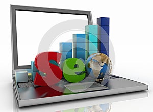 text 'SEO' and diagram on a computer