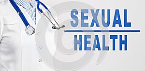 Text SEXUAL HEALTH on a white background. Medical concept