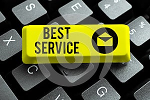 Text showing inspiration Best Service. Word for finest reviewed assistance provided by a system to its customer