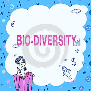 Text showing inspiration Bio Diversity. Business showcase Variety of Life Organisms Marine Fauna Ecosystem Habitat Oval