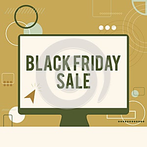 Text showing inspiration Black Friday Sale. Concept meaning Shopping Day Start of the Christmas Shopping Season