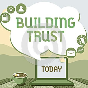 Text showing inspiration Building Trust. Word Written on activity of emerging trust between showing to work effectively