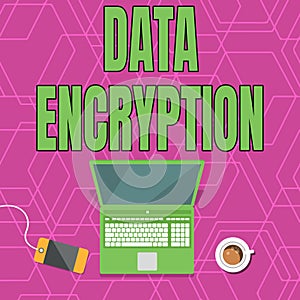 Writing displaying text Data Encryption. Business concept Symmetrickey algorithm for the encrypting electronic data