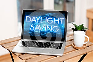 Text showing inspiration Daylight Saving. Internet Concept Storage technologies that can be used to protect data Laptop