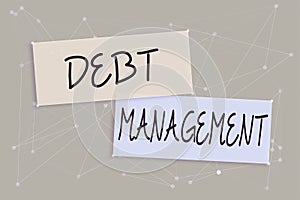 Text showing inspiration Debt ManagementThe formal agreement between a debtor and a creditor. Business overview The