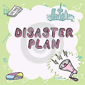 Text showing inspiration Disaster Plan. Business concept Respond to Emergency Preparedness Survival and First Aid Kit