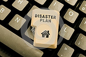 Text showing inspiration Disaster Plan. Word for Respond to Emergency Preparedness Survival and First Aid Kit -48801