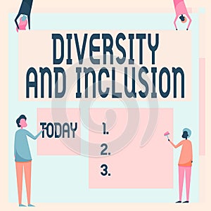 Text showing inspiration Diversity And Inclusion. Word Written on range human difference includes race ethnicity gender