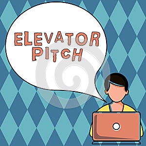 Text showing inspiration Elevator Pitch. Word Written on A persuasive sales pitch Brief speech about the product