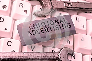 Text showing inspiration Emotional Advertising. Business showcase person subjecting or exposing another person to photo