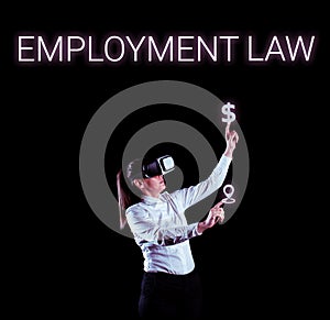 Text showing inspiration Employment Law. Business showcase deals with legal rights and duties of employers and employees