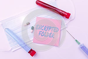 Text showing inspiration Encrypted Folder. Concept meaning protect confidential data from attackers with access
