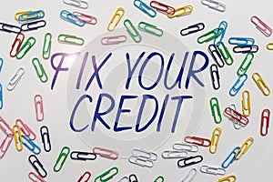 Text showing inspiration Fix Your CreditKeep balances low on credit cards and other credit. Business approach Keep