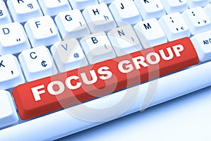 Text showing inspiration Focus Group. Business showcase showing assembled to participate in discussion about something