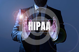 Text showing inspiration Hipaa. Word for Acronym stands for Health Insurance Portability Accountability