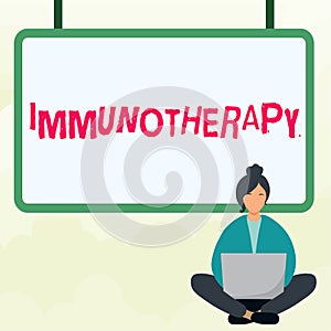 Text showing inspiration Immunotherapy. Business approach treatment or prevention of disease that involves enhancement