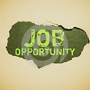 Text showing inspiration Job Opportunity. Conceptual photo an opportunity of employment or the chance to get a job