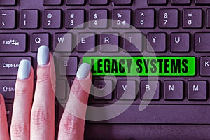 Text showing inspiration Legacy Systems. Word Written on old method technology computer system or application program