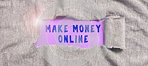 Text showing inspiration Make Money Online. Word Written on Business Ecommerce Ebusiness Innovation Web Technology photo