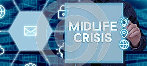 Text showing inspiration Midlife Crisis. Word Written on Software development technique Decomposing an application