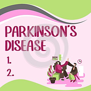 Text showing inspiration Parkinson's Disease. Internet Concept nervous system disorder that affects movement and
