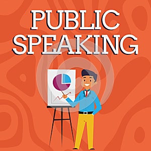 Text showing inspiration Public Speaking. Business approach art of effective oral communication with an audience