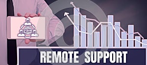 Text showing inspiration Remote Support. Business approach help end-users to solve computer problems and issues remotely