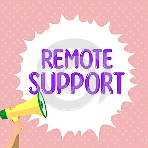 Conceptual caption Remote Support. Business concept help end-users to solve computer problems and issues remotely
