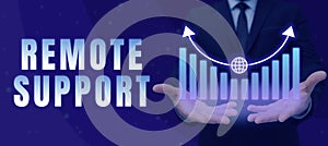 Text sign showing Remote Support. Business showcase help end-users to solve computer problems and issues remotely