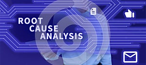 Text caption presenting Root Cause Analysis. Business idea Method of Problem Solving Identify Fault or Problem