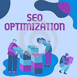 Text showing inspiration Seo Optimization. Word Written on process of affecting online visibility of website or page
