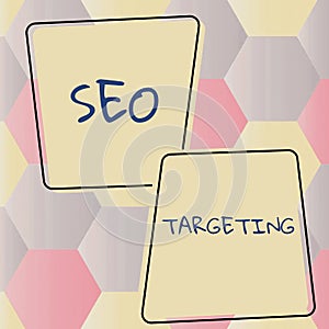 Text showing inspiration Seo Targeting. Word for Specific Keywords for Location Landing Page Top Domain