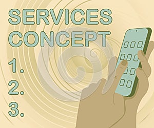 Text showing inspiration Services Concept. Internet Concept mediate between customer needs and company strategic intent
