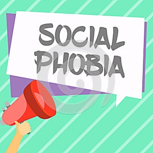 Text showing inspiration Social Phobia. Business idea overwhelming fear of social situations that are distressing