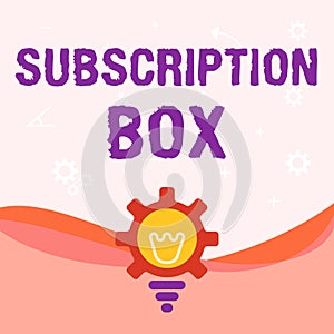 Text showing inspiration Subscription Box. Business idea button if you clicked on will get news or videos about site