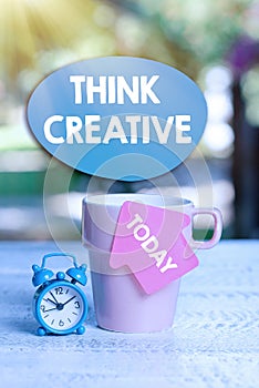 Text showing inspiration Think Creative. Business idea The ability to perceive patterns that are not obvious Calming And