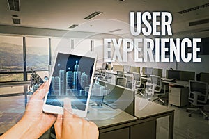 Text showing inspiration User Experience. Conceptual photo using website especially in terms how pleasing it is to use