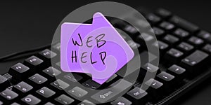 Text showing inspiration Web Help. Business concept procedural or reference information delivered through computer