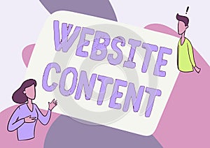 Text showing inspiration Website Content. Conceptual photo single most important and soughtafter commodity on the web photo