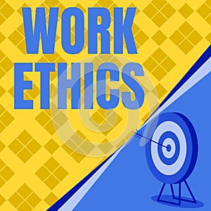 Angezeigt Ethik. ein Wort geschrieben auf der ein satz bestehend aus werte die mitte auf der Bedeutung aus Tun Ziel 