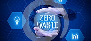 Text showing inspiration Zero Waste. Concept meaning industrial responsibility includes composting, recycling and reuse