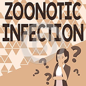 Text showing inspiration Zoonotic Infection. Concept meaning Zoonotic Infection Lady Drawing Brainstorming New Solutions