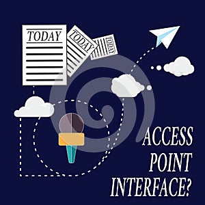 Text sign showing Access Point Interfacequestion. Conceptual photo Allow wireless device to connect to a network Information and