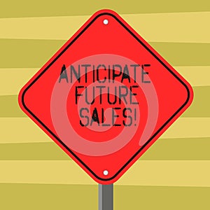 Text sign showing Anticipate Future Sales. Conceptual photo Valuing an investment for profitability and risk Blank