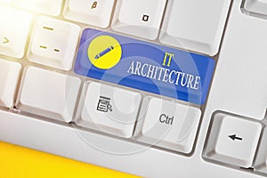 Text sign showing It Architecture. Conceptual photo Architecture is applied to the process of overall structure